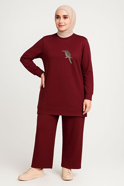 Sfg Life Moda Women's Burgundy Hijab Clothing Stylish Elegant Bird Stone Deta...