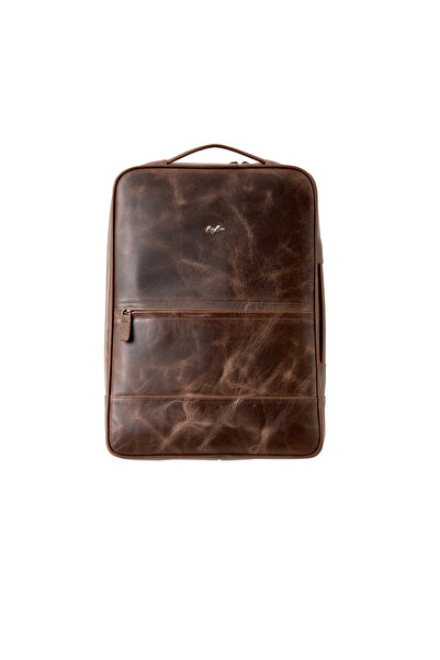CüzCan Poizeg Antique Coffee Genuine Leather Backpack Laptop and Briefcase