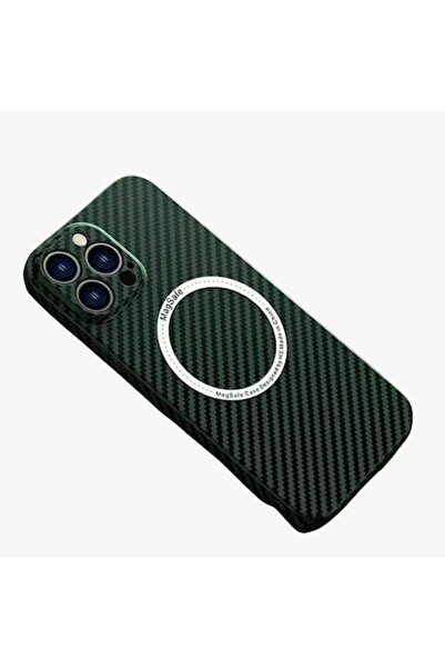 SOHO Protective Case for iPhone 14, Magnetic MagSafe, Carbon Fiber, Shockproof, Green