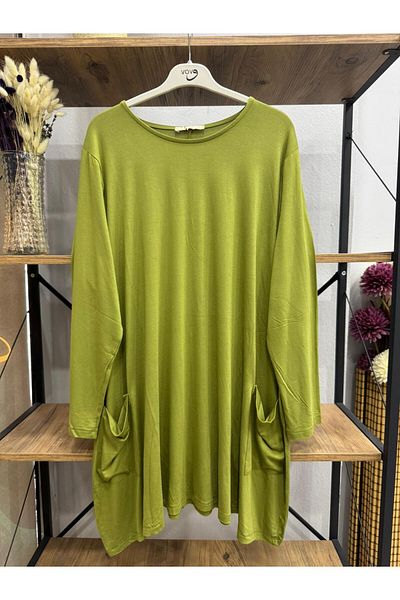 ÖZNE BUTİK Women's 100% Cotton Lycra Pocket Detail A-Line Combed Cotton Tunic