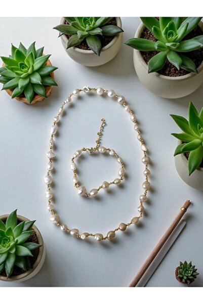 The Magıc of Healıng İnci Doğaltaş Kolye Bileklik Set