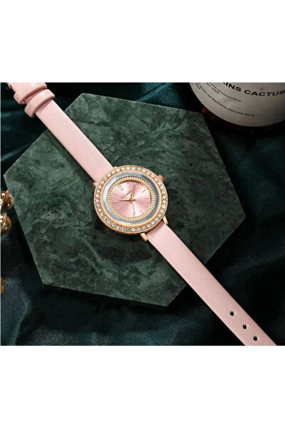 Skymag Ceas dama elegant, roz, curea piele ecologica, quartz