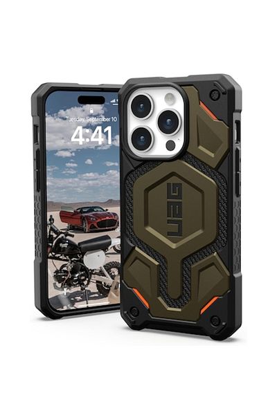 Tim High Protection Case for iPhone 15 Pro, Timaconprotect, A55, Hard Plastic, Kevlar Element Green Fore