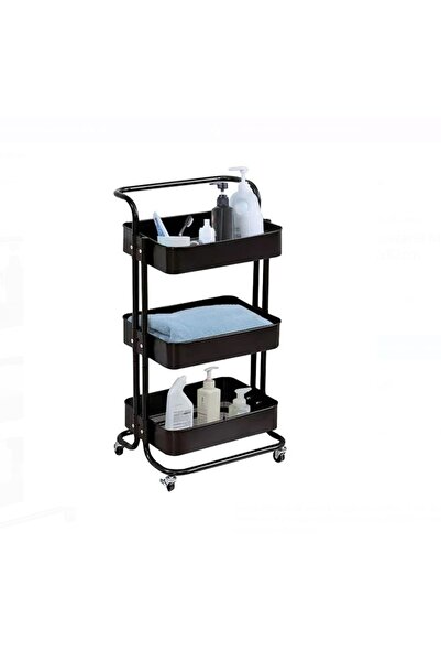 divendi-ro Black metal kitchen worktop, 3 levels, 44x36x82 cm