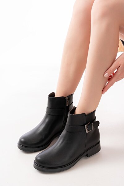Budi 165-204/1 Black Zippered Daily Women's Boots with Buckle Accessories