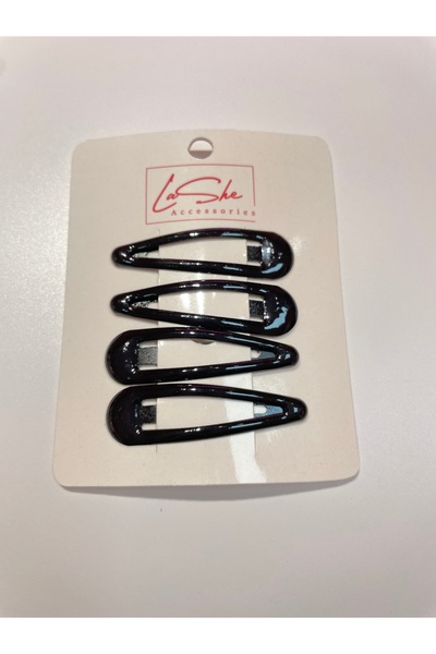La She Accessories 4 قطع من مشبك التثبيت باللون الأسود اللامع