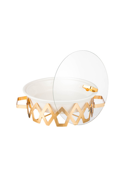 Abareek Al Safa Gold Round Food Warmer with Tender