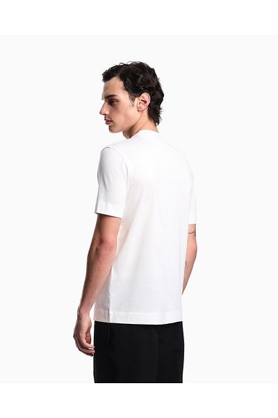 Emporio Armani Men's Crew Neck Short Sleeve Cotton Solid Model White T-Shirt Em002968 Af10762-F0121