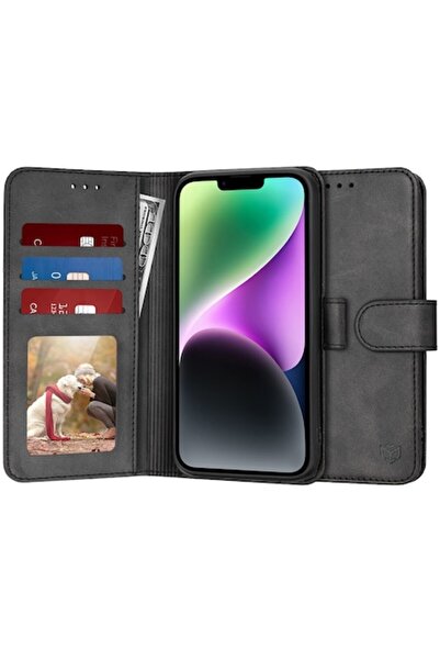 Fils Husă de protecție pentru iPhone 14, Jurnal, L64, Piele, Negru intens închis