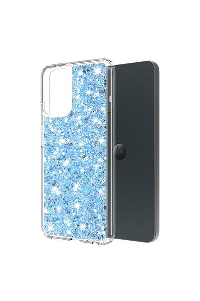 Mad Protective Case for Motorola Moto G54, View Safe, Sparkly Glitter, U46, Lexgard, Blue