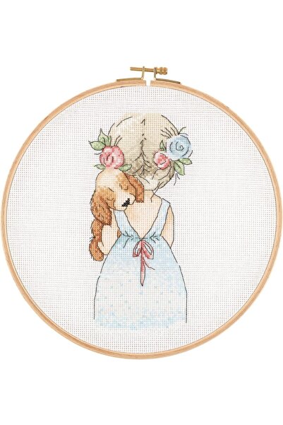 balım hobi evi Kit de broderie încrucișată Tuva cu ramele din lemn E2603 26 cm