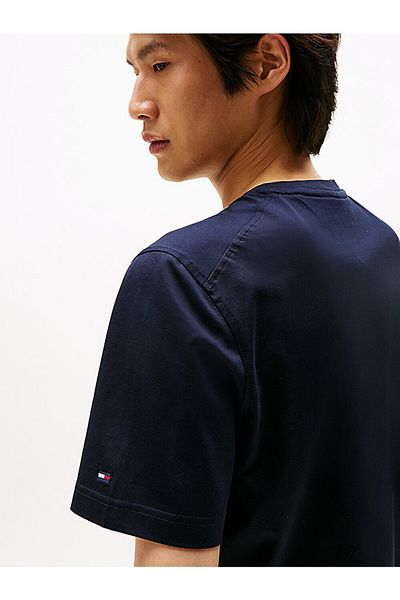 Tommy Hilfiger Men's Regular Fit Round Neck Cotton Short Sleeve Blue T-Shirt Mw0Mw39779-Dw5