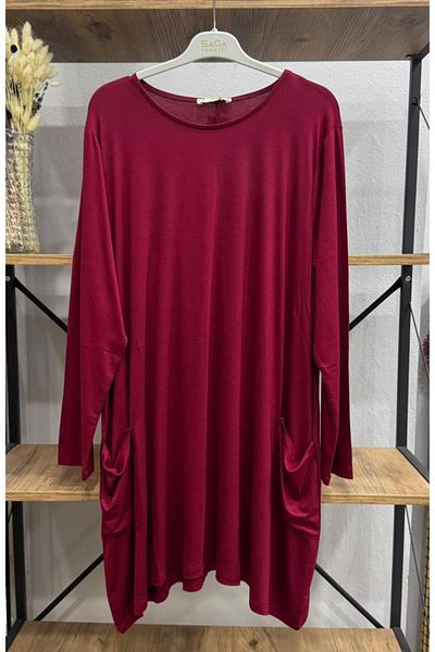 ÖZNE BUTİK Women's 100% Cotton Lycra Pocket Detail A-Line Combed Cotton Tunic