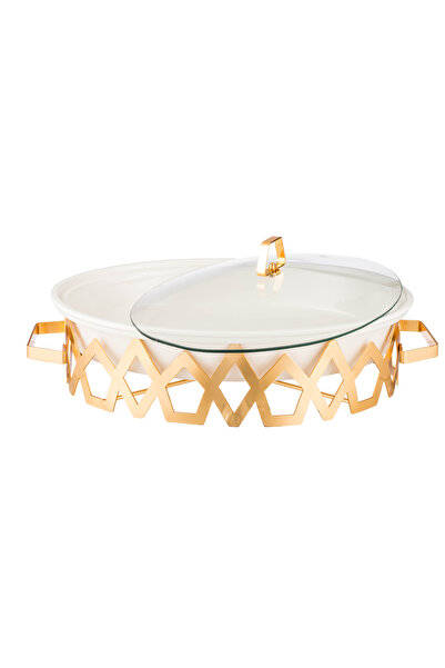 Abareek Al Safa Gold oval food warmer with tender