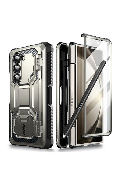 Tim High-Protection Case for Samsung Galaxy Z Fold6 + Screen Protector, Timacontech, Hard Plastic, I-Bla