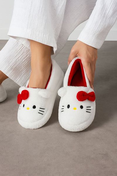 STOCON Girl's Plush House Slippers with Hello Kitty Figure – Soft, Non-Slip and Warm Women's Slippers Stc1141