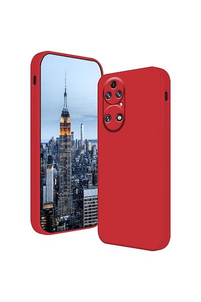SOHO Protective Case for Huawei P50 Pro, Liquid Silicone, Red