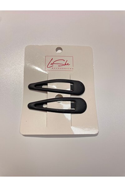 La She Accessories 2 قطعة مشبك أسود غير لامع