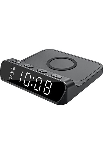 CEDA HOME Gelius Oasis GP-SDC03 Desk Clock, 3 in 1, Wireless Charging, Black Design, 10x15x22cm