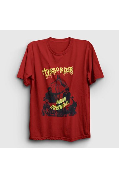 Presmono Unisex Red World Downfall Terrorizer T-Shirt 570013Tt