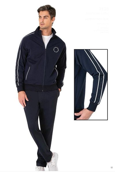 Pierre Cardin Men's Navy Blue Cotton Zippered Tracksuit Set .R.O1.P.I.Erş.Ii.E.L.T