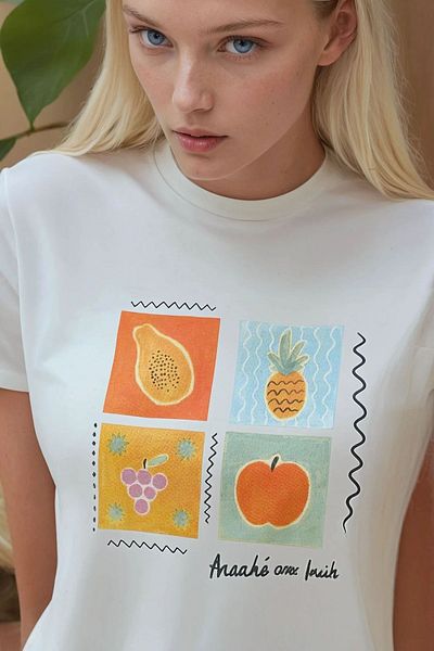 Hiccup Regular Fit Crew Neck 100% Cotton T-Shirt with Print Detail