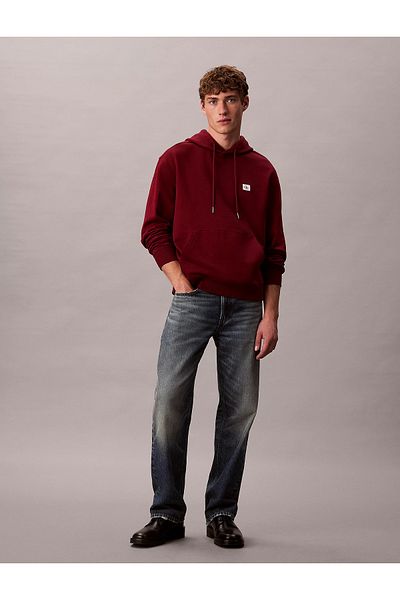 Calvin Klein Men's Comfortable Fit Hooded Cotton Long Sleeve Red Sweatshirt Lv04Rc274G-Wcv