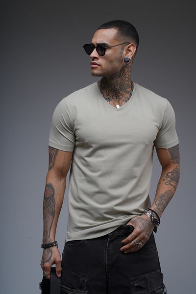 Butik Trend We V-Neck Lycra Single Jersey Fabric Regular Fit T-Shirt