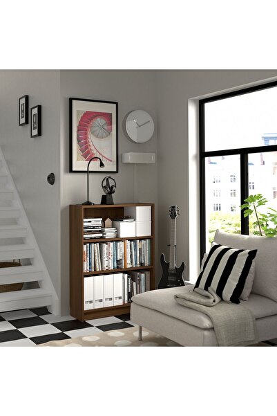 IKEA kitaplık, kahverengi ceviz görünüm, 80x28x106 cm