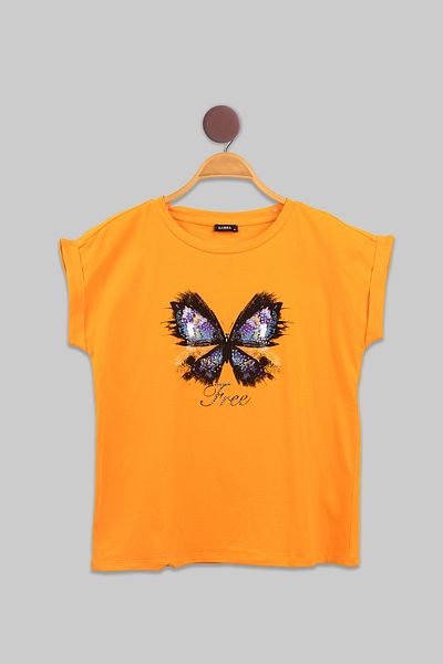 FOR WOMEN Girls' Orange Butterfly "Free" T-Shirt