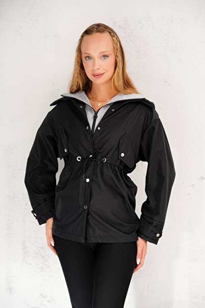 newmisal Young Girl Zippered Waist Elastic Pocket Cover Hooded Seasonal