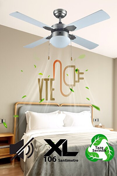YTE Avizeli 4 Kanatlı 60 Watt 106 CM Işıklı Tavan Vantilatörü