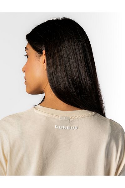 duneus Butterfly Print Sports T-Shirt - Beige