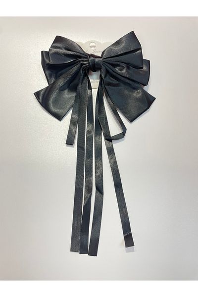 La She Accessories Black color long fringe ribbon rubber band