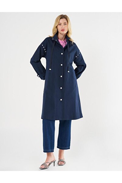 Kayra Grogren Bağlamalı Dik Yaka Kap KY-B25-74002 - K.Lacivert