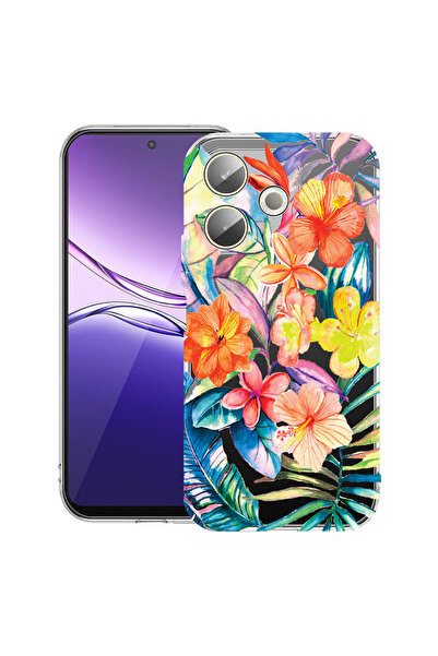 bestcase Carcasă transparentă din silicon pentru OPPO A5 Pro 5G, flori topice...