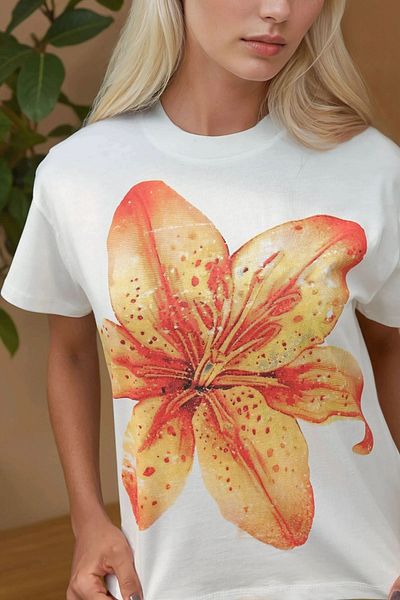 Hiccup Regular Fit Crew Neck 100% Cotton T-Shirt with Print Detail