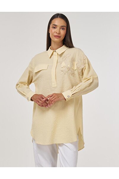 Kayra Çiçek Garnili Tunik KY-B25-71023 - A.Sarı