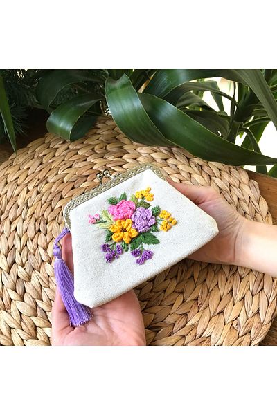 Home Mini Wallet 15X10 Measures 3D Rococo Technique. 100% Handwork