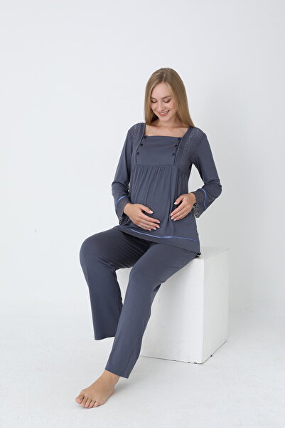 Miss Dünya Lissa Long Sleeve Maternity and Maternity Pajama Set