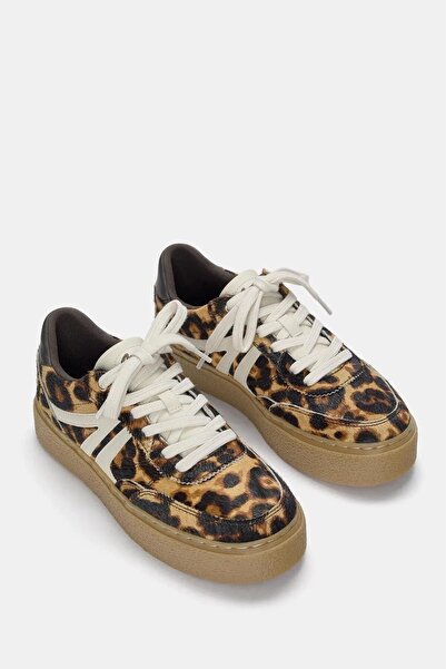 Butik Allbucks Pull, Bear, Real Leather Sneakers with Leopard Print and Thick...