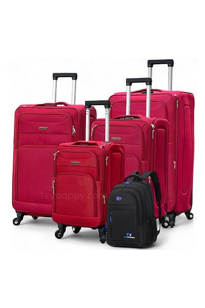 ZAAPPY Soft Material (20/24/28/32 Inch) Luggage - Stylish Backpack Combo, Red