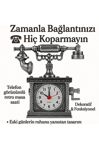 electroawm Nostaljik Telefon Görünümlü Masa Saati Eski Günlerin Ruhunu Yansıtın