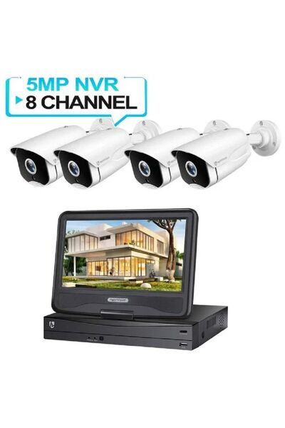 HeimVision 5MP POE Security Camera System with 10 inch LCD Monitor 8CH NVR 4Pcs Outdoor , Indoor Sur