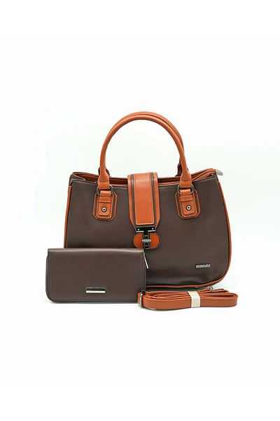 Finelook Pedra Handbag with Matching Wallet – Elegant Faux Leather Purse with Secure Lock