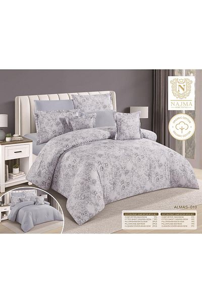 Roshen 100% cotton double-sided printed bedspread, 8-piece comforter set, size 230*250cm