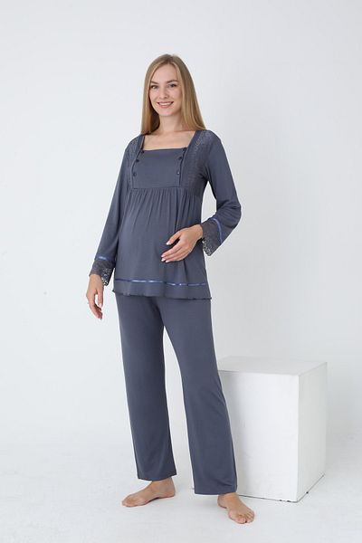 Miss Dünya Lissa Long Sleeve Maternity and Maternity Pajama Set