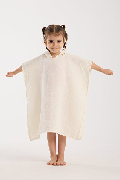 Movekids Çocuk Müslin Panço – %100 Pamuk, Kapüşonlu Yazlık Banyo & Plaj Havlusu (1-6 Yaş)