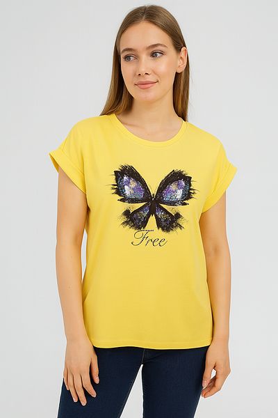 FOR WOMEN Girls' Yellow Butterfly "Free" T-Shirt