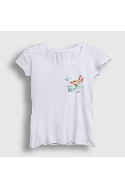 Presmono Women's White Plane Le Petit Prince Little Prince T-Shirt 568619Tt